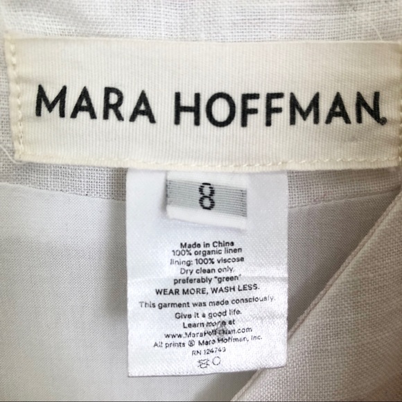 MARA HOFFMAN Drop Waist Linen Midi Slip Dress in Sage Multi White - Picture 7 of 8